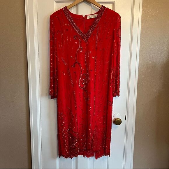 NITELINE by Della Roufogali Red Vintage Midi Length dress 6 - Picture 8 of 15